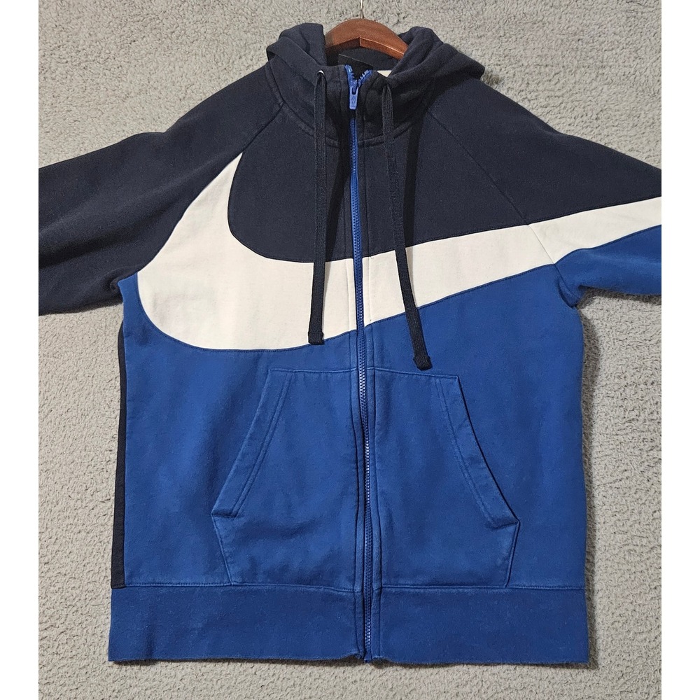 Nike Hoodie Mens Giant Swoosh Full Zip‎ Sweatshirt BQ6458-451 Size Medium
